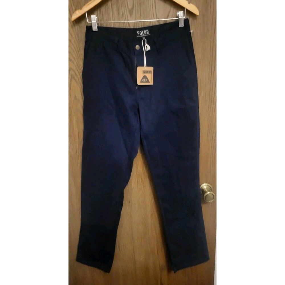 Poler Mens Navy Blue Campo Chino Twill Straight Leg Pants Size 28